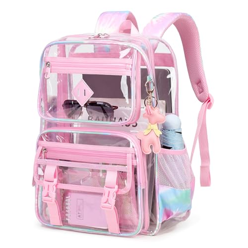 Clear Backpack for School, PVC Clear Bookbag Heavy Duty Transparent Backpack for Stadium Events See Through Bag