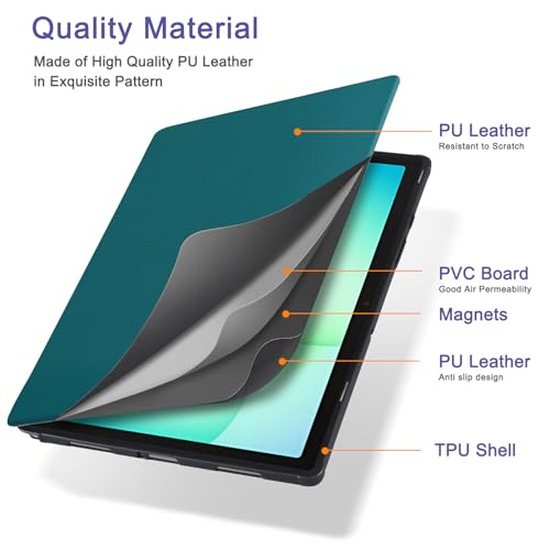 Image of CoBak Case for Samsung Galaxy Tab A11+ Plus 11 inch 2025, Multi-Viewing Angles, All New PU Leather Folio Stand Cover with Auto Sleep Wake Feature for Samsung Galaxy Tab A11+ Tablet 11-inch, Blackish Green