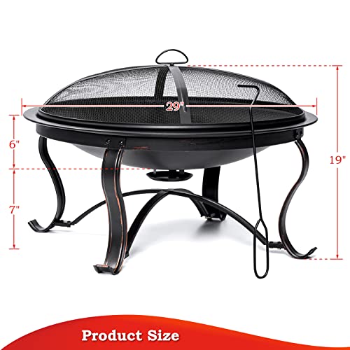 Singlyfire SINSKUH67924 29 Inch Fire Pits For Outside Firepit Outdoor Wood Burning Bonfire Pit Steel Firepit Bowl thumb #5