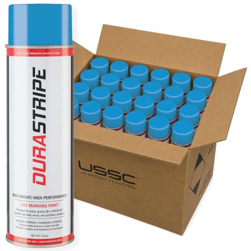 Image of Athletic Field Marking Paint - 2 Cases of 12 T-Tip Spray Cans (24 Total), 18 oz Each - Bright, Durable Field Striping Paint (Handicap Blue)