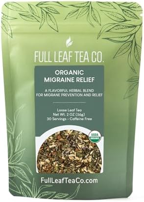 Amazon.com : Organic Migraine Relief Loose Leaf Tea - 2oz Bag (Approx ...