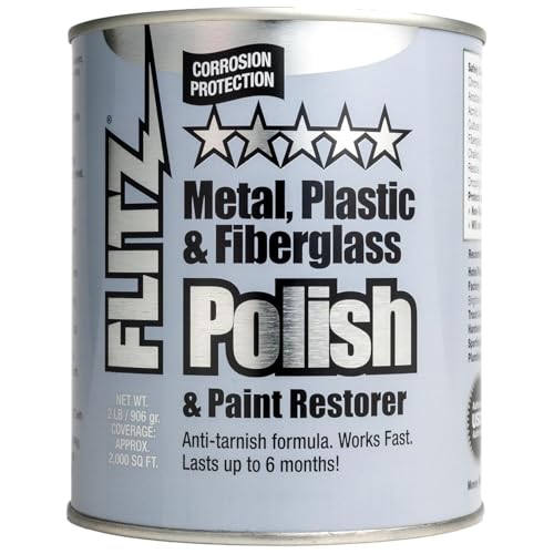 Flitz Metal Polish Paste - 2lb Can of USA-Made Polish for Solid Chrome Stainless Steel Aluminum- Non-Abrasive for Light Oxidation - Requires Manual Buffing - Not for Plated/Coated Surfaces (1 Pack)