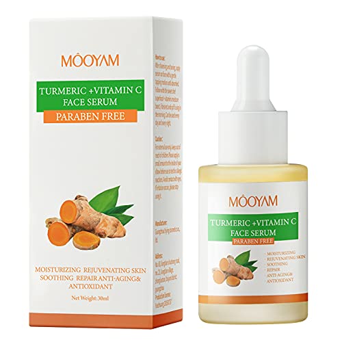 Turmeric and Vitamin C Face Serum, Turmeric Dark Spot Corrector Serum, Anti Aging Serum with Ascorbic Acid Moisturizing, Rejuvenating, Soothing, Repair Skin Suitable for All Skin Types - 1oz/30ml