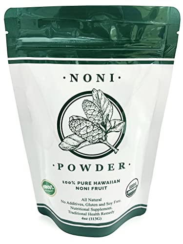 Hawaii Hoaloha 100% Pure Hawaiian Noni Powder (4Oz) - All Natural - No Additives - Gluten And Soy Free - Nutritional Supplement - Traditional Health Remedy #TOP30