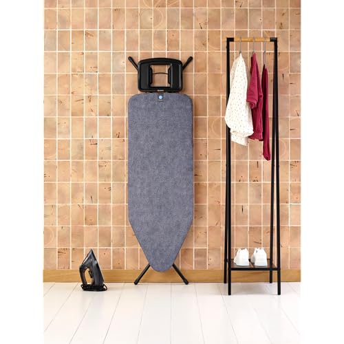 Image of Brabantia XL Comfort Ironing Board with Solid Steam Iron Rest | Large (Size C) | Fairtrade Denim Blue Cover | Adjustable Height (27-38 inch), Easy Fold, Anti-Collapse Lock, Non-Slip Feet