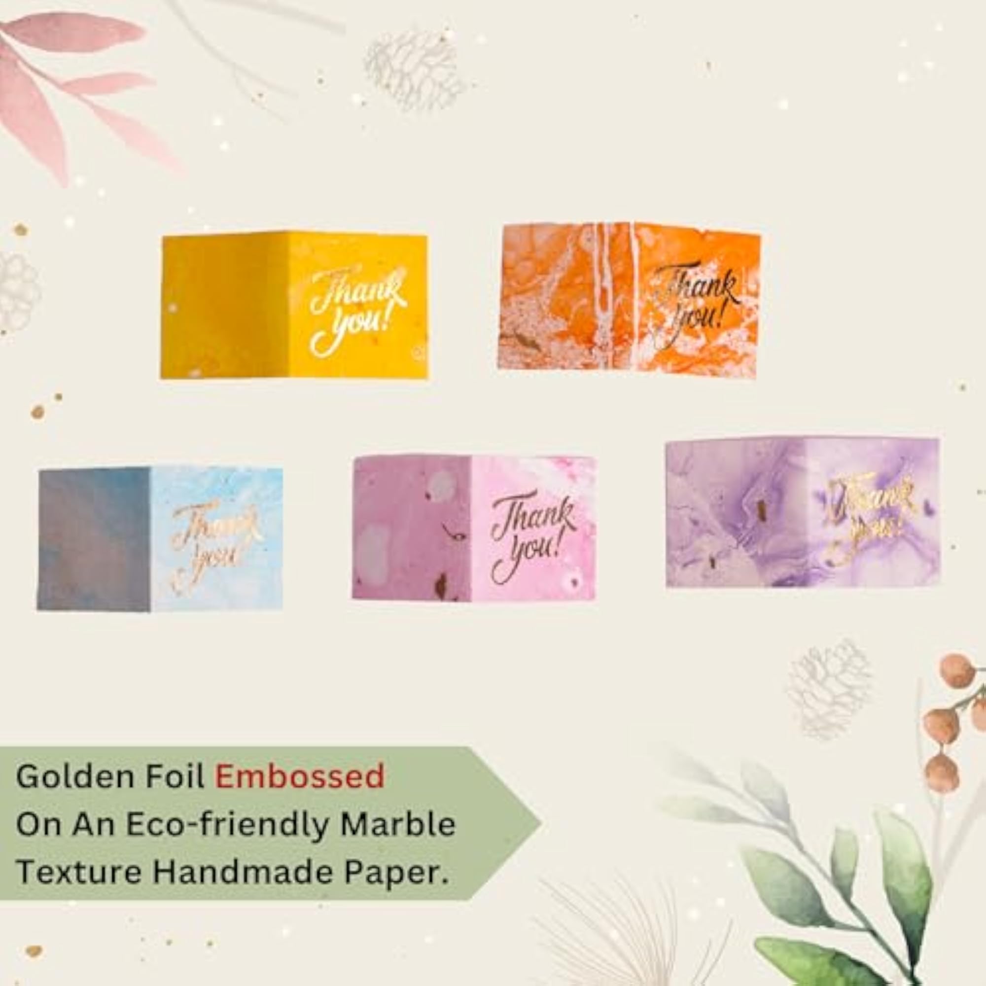 Thank You Cards - Set of 50 Mini Folded Cards