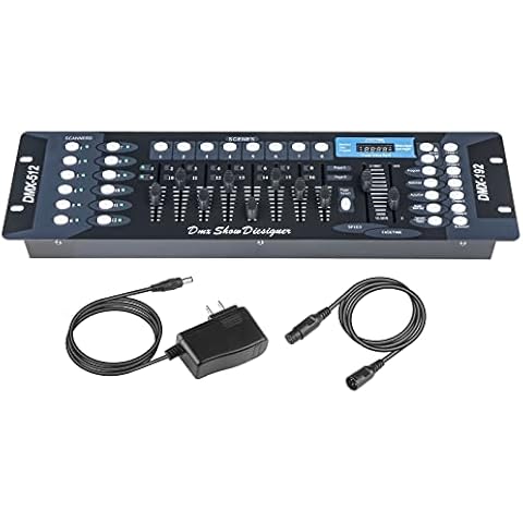 DMX Controller for dj Lights dmx512 Controller 192 Channel DMX 512 Controller DMX Board, DMX Light Controller with DMX Cables 2m/6.6 ft DMX Controller 512 Cover