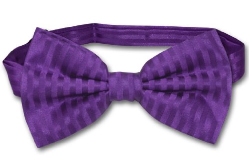 Vesuvio Napoli Men's Dress Vest & BOWTie ROYAL BLUE Color Vertical Striped Design Bow Tie Set3