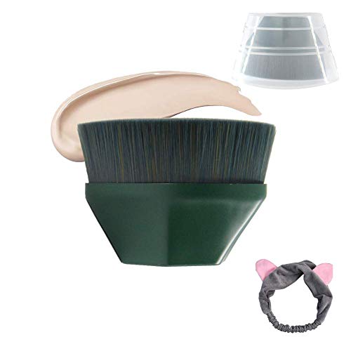 Foundation Makeup Brush, Foundation Brush Portable Cosmetic Brush for Blending Liquid (Pink) (Green)