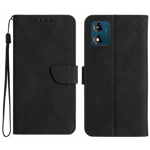 Rfvzubemok Compatible with Motorola Moto E13 4G Case,Compatible with Motorola Moto E13 4G Kickstand Flip Card Slot Magnetic Closure Phone Cover Black