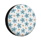 Design pratique : cette housse de pneu de rechange pour caravane dispose d'un design complet avec impression d'un seul côté, améliorant l'apparence de votre véhicule. Feuilles de fleurs A