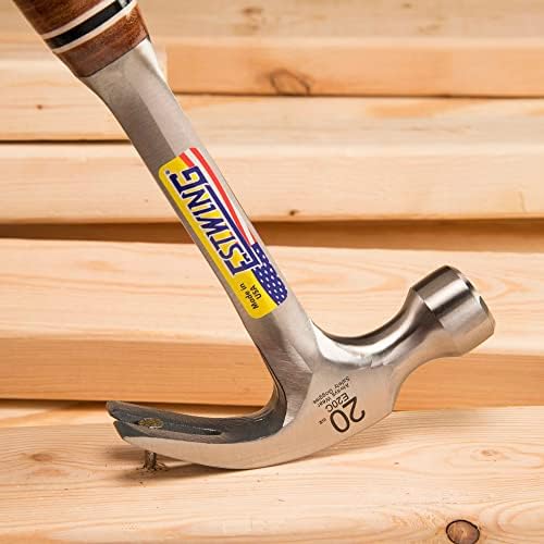 Estwing E20C Curved Claw Hammer - Leather Grip,Blue Finish,560g (20oz)