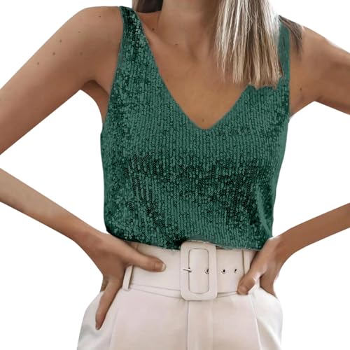 Débardeur brillant femme sans manches col V camisole été Y2K
