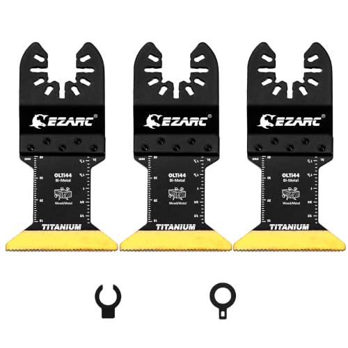 EZARC Titanium Oscillating Tool Blades Oscillating Multitool Blades for Metal Wood Nails Screws Cutting Plastic 3 Pack