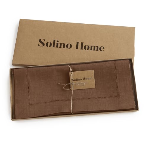 Solino Home 100% Pure Linen Dining Table Runner Brown Hemstitch, 14 x 60 in by Solino Home - Used condition - Image 6