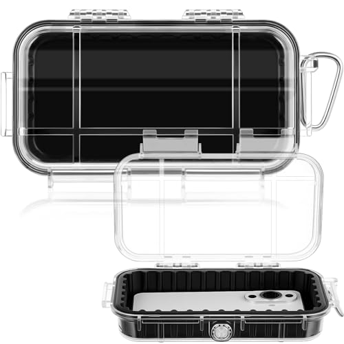 Relaxweex Waterproof Dry Box Clear Waterproof Storage Case with Clip Outdoor Sports Survival Equipment Shockproof Dustproof Sealed Field Box for Phone Camera Key Kayak Camping Fishing Hiking Boat