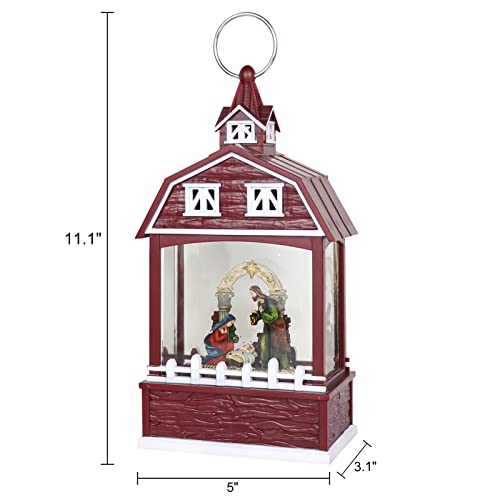 Image of Eldnacele Nativity Red Musical Snow Globe Lantern with 6H Timer