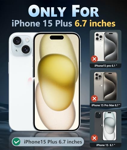 Image of FNTCASE for iPhone 15 Plus Case: Clear Magnetic Phone Cases Compatible with Magsafe Slim Anti Yellowing Rugged Shockproof Protective Transparent Cell Phone Cover (B-Black)