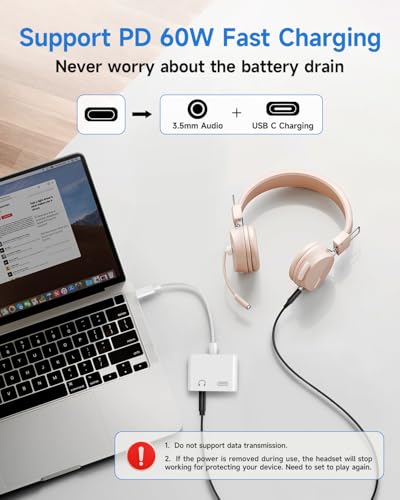 image for Criello USB C to 3.5mm Headphone and Charger Adapter, 2-Pack Type C to