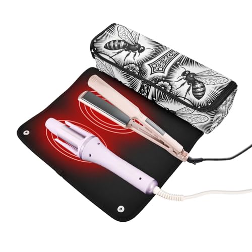 Bolsa de viaje para herramientas de cabello y tapete resistente al calor impermeable para planchas, rizadores y organizador portátil miniatura 2