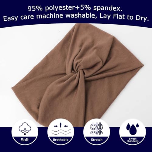 Image of DRESHOW 4 Pack Turban Headbands for Women Wide Vintage Head Wraps Knotted Cute Hair Band Accessories