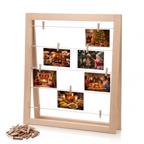 Sintuff Photo Display Board with Clips Flat Edge Natural Wood 29 × 24 Inch by Sintuff - Used condition - US$39.13