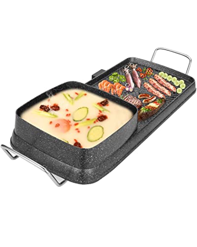 2 em 1 Grelhador Elétrico E Panela Quente 2200 W Frigideira De Churrasco Shabu Shabu Máquina De Chur