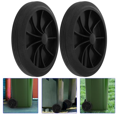 Image of Cabilock Trash can Wheels Replacement Set 7.48 Inch Rubber Casters for Garbage Bin Accessories Easy Installation for Home Outdoor Use