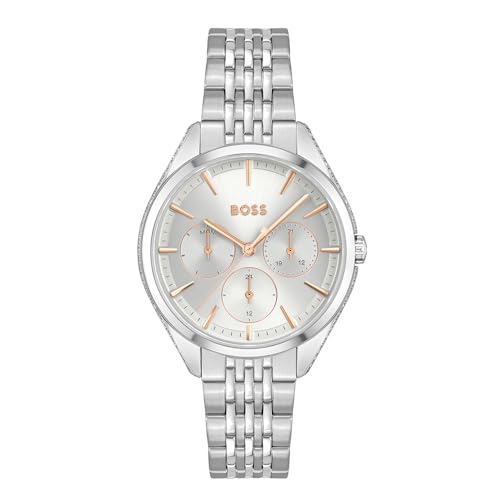 BOSS Reloj Analógico de Cuarzo Multifunción para Mujer Colección SAYA con Correa de Acero Inoxidable Plateada - 1502640 BOSS Reloj Analógico de Cuarzo Multifunción para Mujer Colección SAYA con Correa de Acero Inoxidable Plateada - 1502640