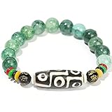 Pulsera de Cristal Natural Ágata Ábaco Pulsera Gemas Nueve Ojos Cuentas Dzi Dios Amuleto de la Suerte Amuleto Chakra Piedra Preciosa curativa Atraer Dinero Prosperidad Unisex