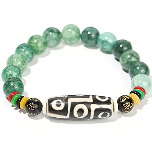 Pulsera de cristal natural, ágata, ábaco, gemas, nueve ojos, cuentas Dzi, amuleto de la suerte, amuleto de chakras, piedras preciosas curativas, atraen dinero, prosperidad, unisex