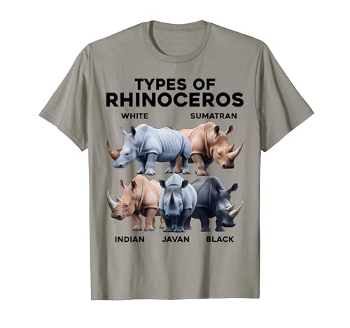 Types Of Rhinoceros Safari African Rhino Animal Lover T-Shirt