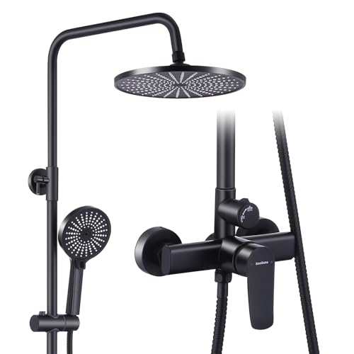 Duschsystem mit Armatur Höhenverstellbare Dusche ohne Thermostat 26 cm Großflächen Regendusche & 3-funktion Handbrause Edelstahl Duschsystem Set
