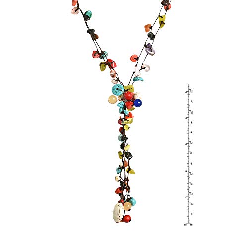 Aeravida Elegant Handcrafted Colorful Cluster Of Stones Multistrand Drop Statement Necklace, 25 Inch #TOP3
