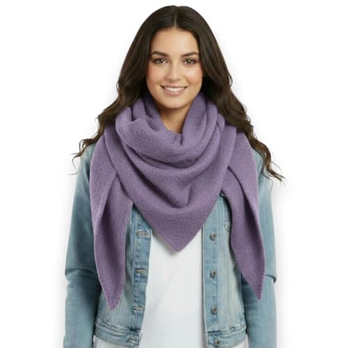 Ziona Damenschal leicht Winter Herbst Dreiecksschal weich XXL Winterschal (Lila)