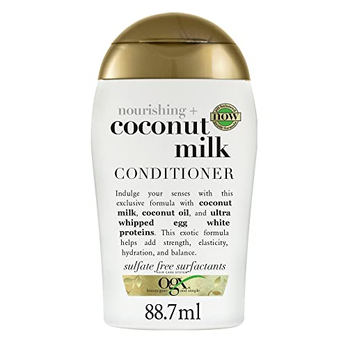 OGX | Après-Shampooing Nourishing + Coconut Milk (flacon format voyage de 89 ml) – Après-shampoing nourrissant pour tous types de cheveux – Soin cheveux hydratant au lait de coco