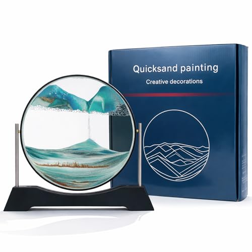 Esoes 3D Glassandbild Rund 12 Zoll Drehbares Tischdeko Objekt mit Grünsand