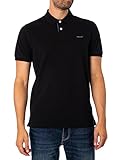 GANT REG SS Rugger À Manches Courtes en Piqué Contrasté Regular, Black, L Homme