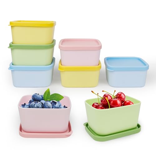 greenandlife 8Pack Small Food Containers, Reusable Snack Box Tubs with Lids, Stackable Plastic Food Storage Container for Picnics (7.1oz)