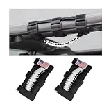 Ywdiml 2PCS Car Roll Bar Grab Handles, Oxford Cloth American Flag ATV Paracord Grip Handle with Metal Buckle, Heavy Duty UTV Roll Cage Grab, Compatible with Wrangler JL, JT, JK (White)