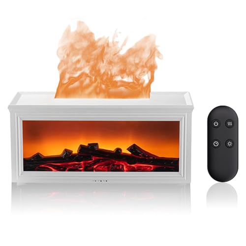 Diffusore di Oli Essenziali Camino Fiamma, 280ml Umidificatore Aromaterapia Vaporizzatore, 7 Colori LED conTimer, Telecomando & Spegnimento Automatico, Ideale per Casa Ufficio Camera da Letto (Nero)