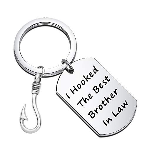 Image of CENWA Brother in Law Gift Brother of The Bride Keychain I Hooked The Best Brother In Law Keychain Wedding Gift for Brother (Brother in Law K)