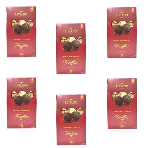 Lugano Truffles Premium Milk Chocolate Filled with Milk Chocolate Creme - Pack of 6-100% Brazilian...