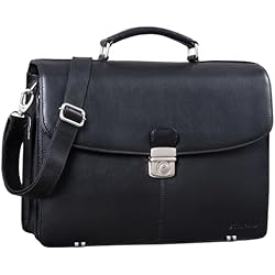 STILORD 'Miguel' Maletín de piel Negro Grande para Hombre Bolso de Negocios Clásico Bolsa bandolera de portátil de 15,6 y auténtico cuero, Color:negro