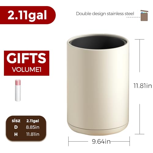 Image of 8L /2.1GAL Small Trash Can Laundry Room,Bathroom Trash Can White, Large Open Garbage Can with Double Barrel for Bedroom, Children's Room, RV, Laundry Room (WHITE-8L)