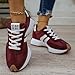 Women's Fashion Thick Sole Sneakers, Breathable Walking Shoes, Comfortable Support, Casual Textile Upper, Rubber Sole, All Seasons (Red,7.5)