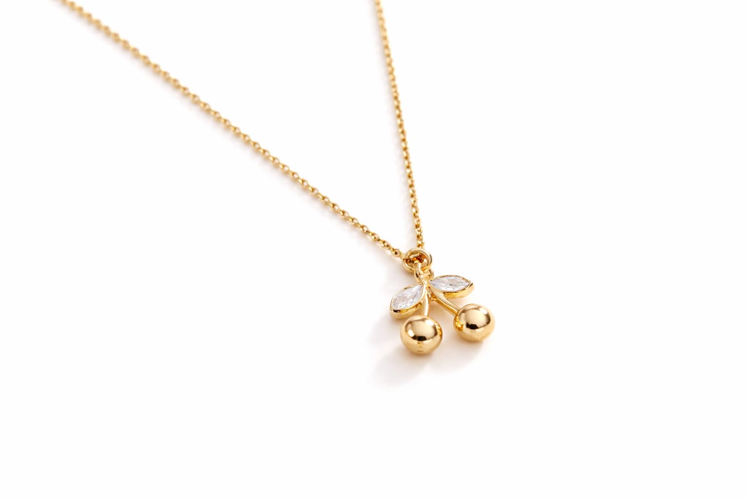 Anti Tarnish Gold Plated Stone Cherry Pendant Necklace for Women & Girls | Latest Stylish Minimal Jewelry Sets | Modern Design Aesthetic Accessories | Ideal for Gifting | Korean Style Jewelry