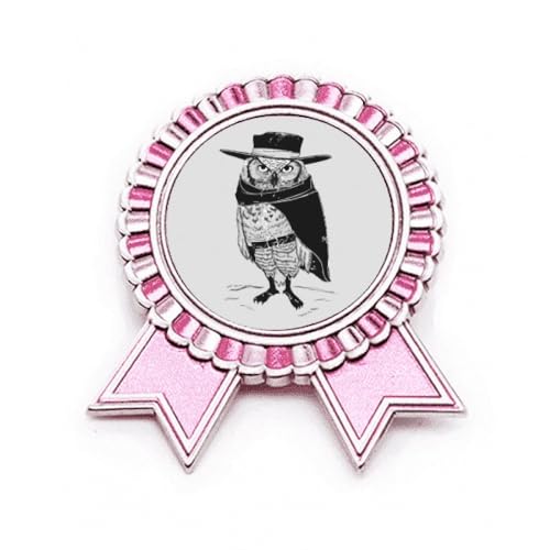 Broche hibou et oiseau rose en métal taille M pour customiser vos vêtements