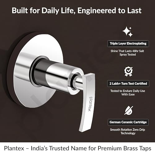 Image of Plantex 25 Mm Pure Brass Toilet Flush Valve With Teflon Tape & Wall Flange For Commercial & Residential Use-7 Year Warranty By (COL-1020-Chrome)