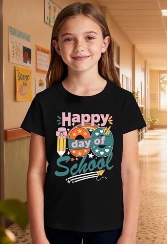 Image of Ithalt 100 Days of School Shirt for Kids Boys Girls Happy 100th Day of School Tshirt Kindergarten Tops 4-11y